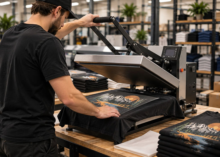 Heat press printing a T-shirt
